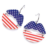 1.25" Stars & Stripes Kissy Face - Patriotic Dangle Earrings