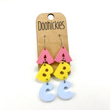 2.5" ABC Acrylic Dangles - Back to School Teacher Earrings: Red Glitter