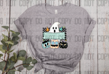 KT01-01 Retro Ghost Customizable T-shirt Blue Banner