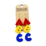 2.5" ABC Acrylic Dangles - Back to School Teacher Earrings: Book Fair Confetti