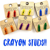 Crayon Acrylic Studs - Back to School Teacher Earring: Blue