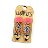2" Lil' Pencil Acrylic Dangles - Back to School Teacher Earrings: Mirror Gold