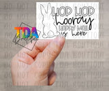Hop Hop Hooray Happy Mail Is Here | 2.25" x 1.25" | Packaging Sticker | Packing Label | Small Business | Sassy