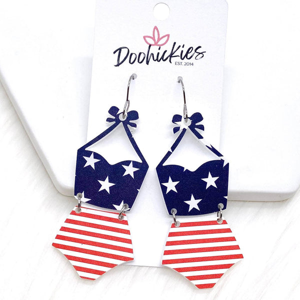 The Americana Mini Acrylic Collection - Patriotic Earrings: Nancy's Tankini