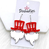 2" Uncle Sam Patriotic Acrylics -Patriotic Earrings: Glittery Red Hats