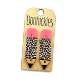 2" Lil' Pencil Acrylic Dangles - Back to School Teacher Earrings: Daisy Confetti Glitter