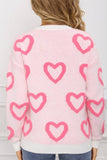 LDC Chenille Heart Print Valentines Day Sweater: Rose Red / XL