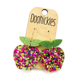 1.5" Glitter Apple Acrylics - Back to School Teacher Earrings: Book Fair Confetti