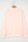 LDC Sequin Heart Valentines Day Mock Neck Sweatshirt: Apricot Pink / L