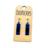 1.5" Crayon Acrylic Dangle Earrings - Teacher Earrings: Blue
