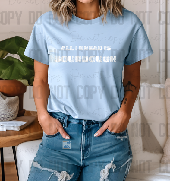 SD-04 All you need is sourdough faded white Adult Tee