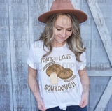 SD-11 Peace Love sourdough Adult Tee