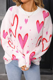LDC Splendid Heart Print Valentines Day Sweater: Rose Red / M