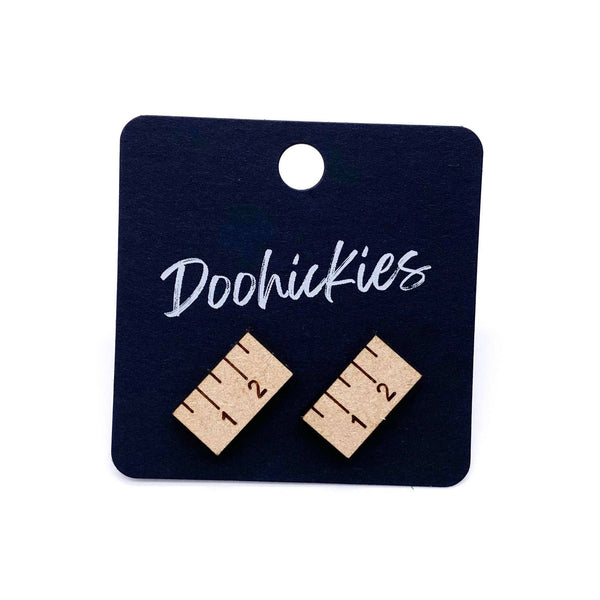 Teacher Appreciation Single Studs - Back to School Teacher Earrings: Wooden Ruler