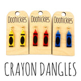 1.5" Crayon Acrylic Dangle Earrings - Teacher Earrings: Red
