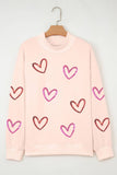 LDC Sequin Heart Valentines Day Mock Neck Sweatshirt: Apricot Pink / M